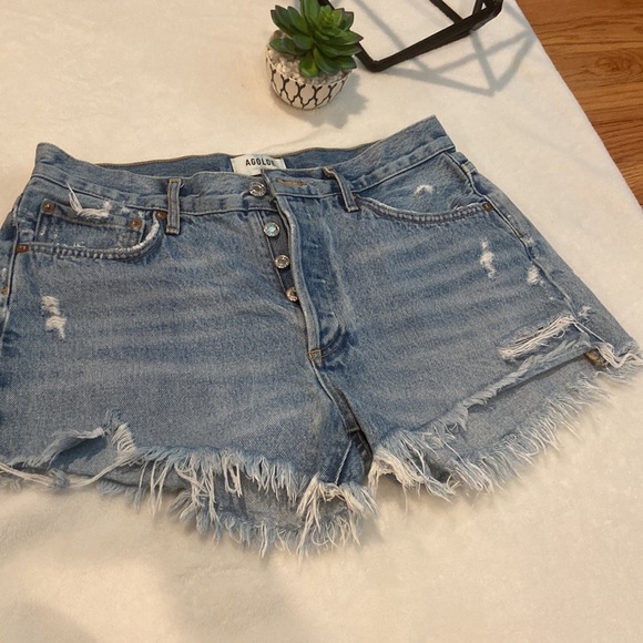 AGOLDE Parker Destroyed Denim Shorts 28 - Picture 5 of 11